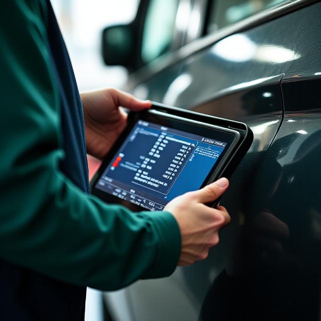 Механик проверяет VIN-код автомобиля в Anchorage