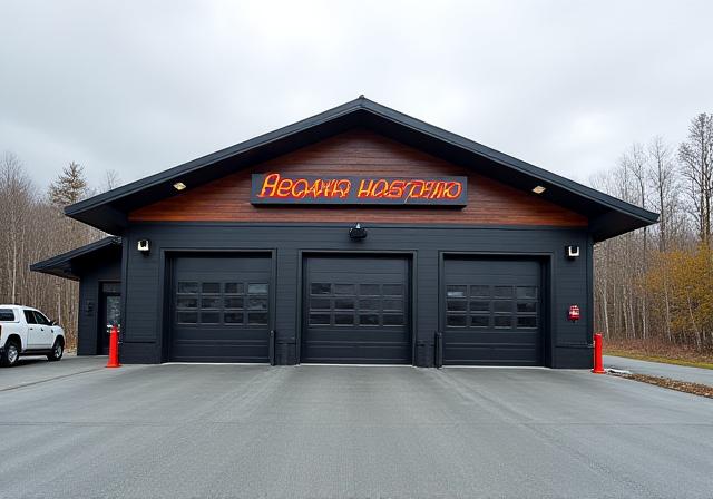 Вид на здание Northridge Auto Care с дороги