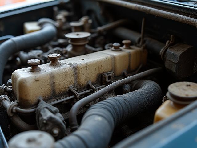 Двигатель до ремонта: загрязнения и потеки масла