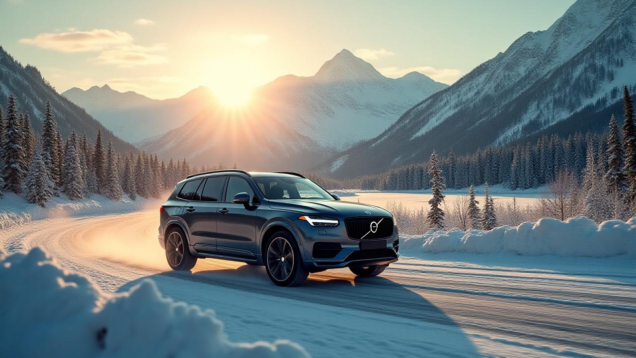 Внедорожник на заснеженной дороге Аляски